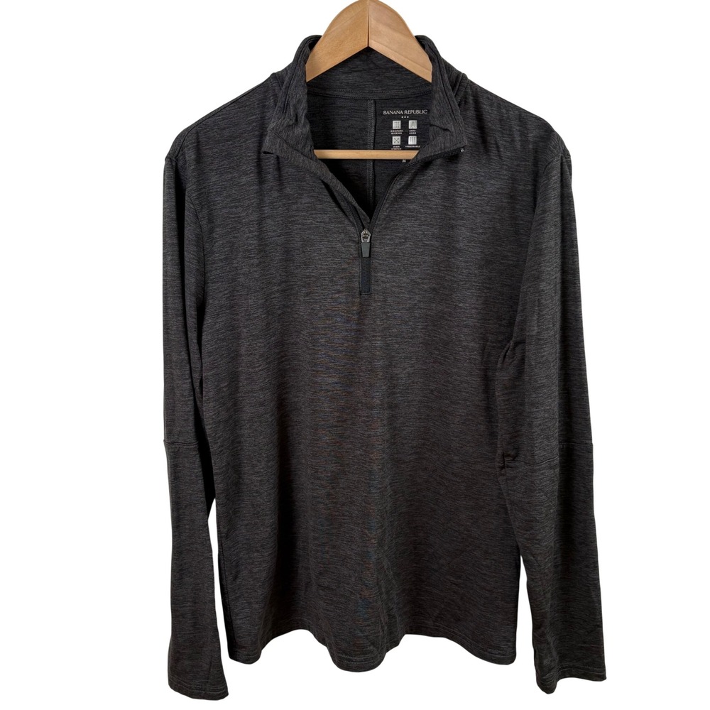 Banana Republic 1/4-Zip Pullover Men's M Gray Fleece-Lined Base‎ Layer Gorpcore